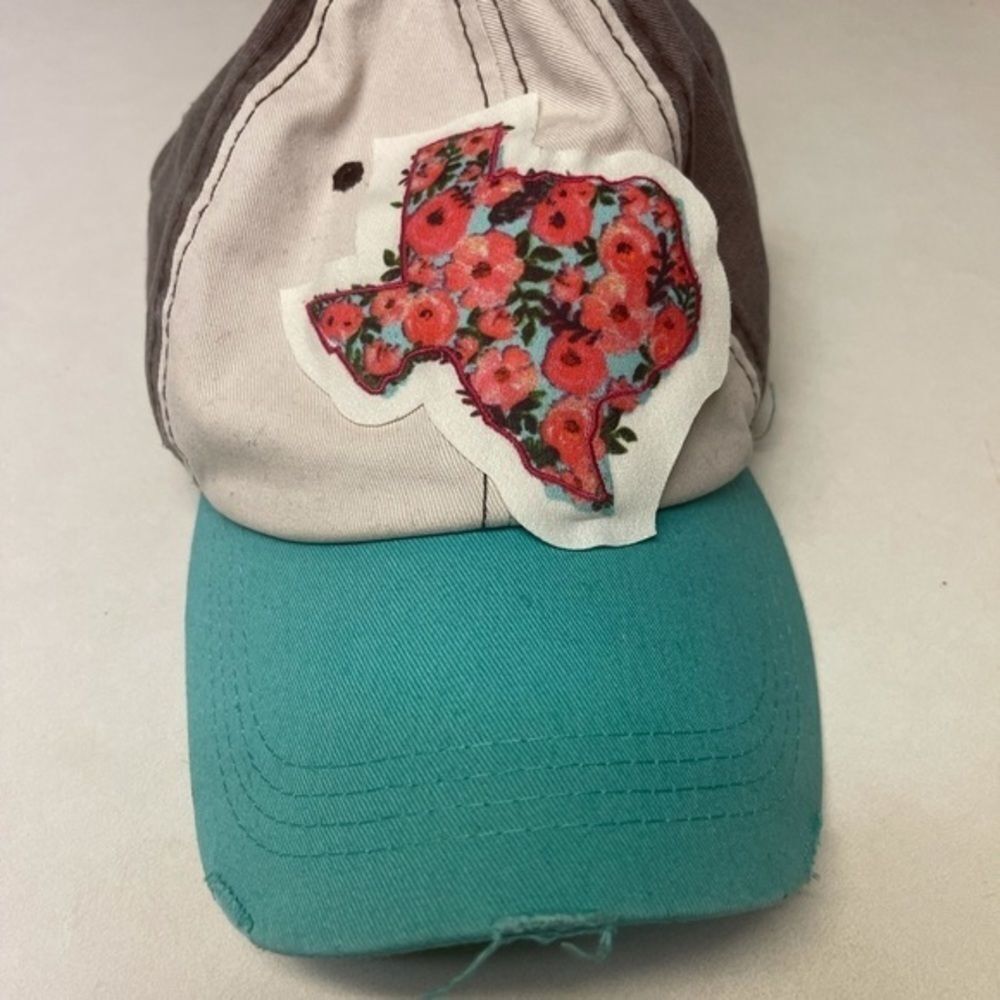 Southern Junkie - distressed floral Texas cap